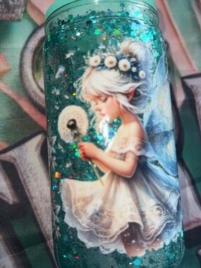 Fairy Glitter Snow globe Tumbler - Teal Sparkle